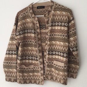 NEW Beige Patterned Alpaca Cardigan